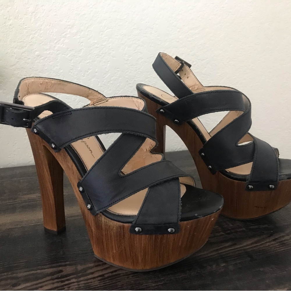 Jessica Simpson Black and Brown Platform Heels